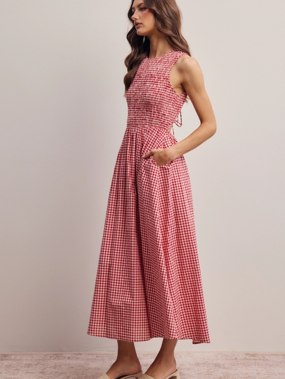 NWT Red and White Gingham Dress - Picture 6 of 8